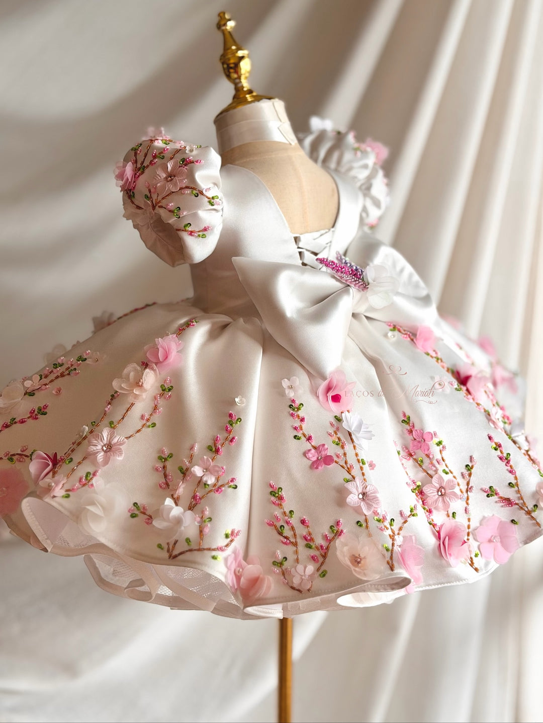 Garden Inspired Pink Floral Applique Birthday Princess Dress J833