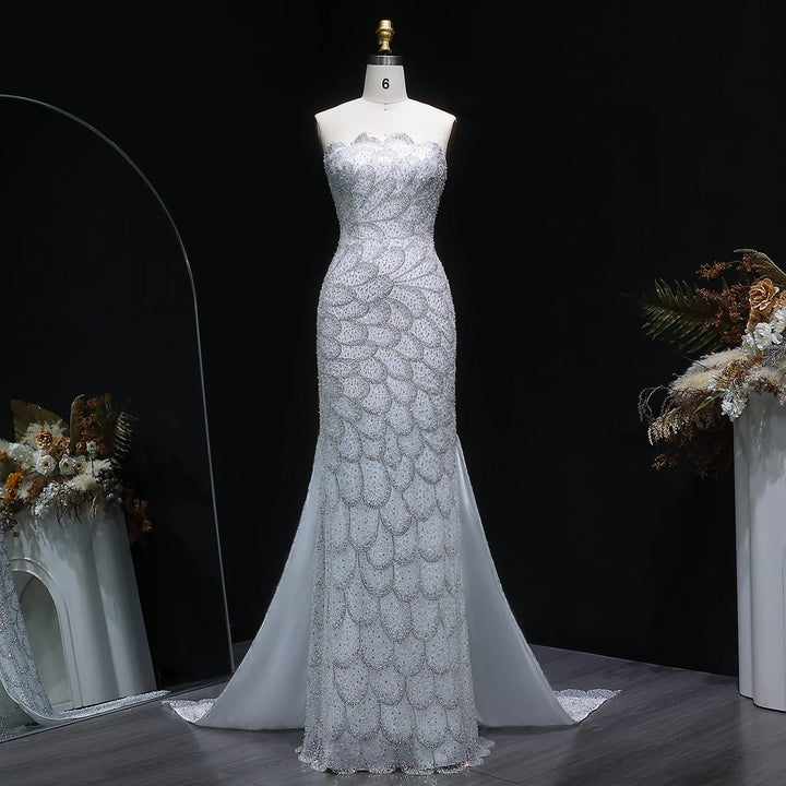 Elegant Emerald Green Strapless Evening Dress SS601