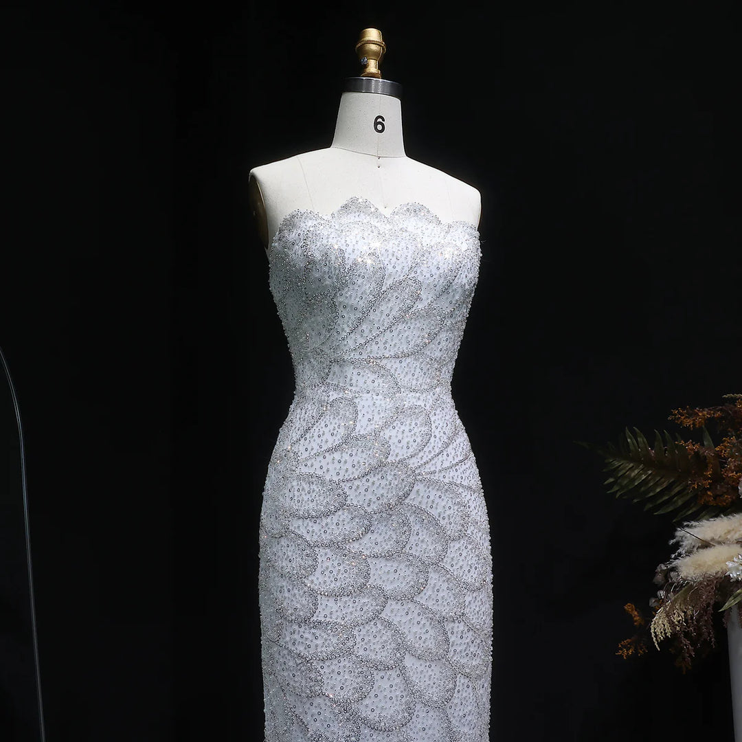 Elegant Emerald Green Strapless Evening Dress SS601