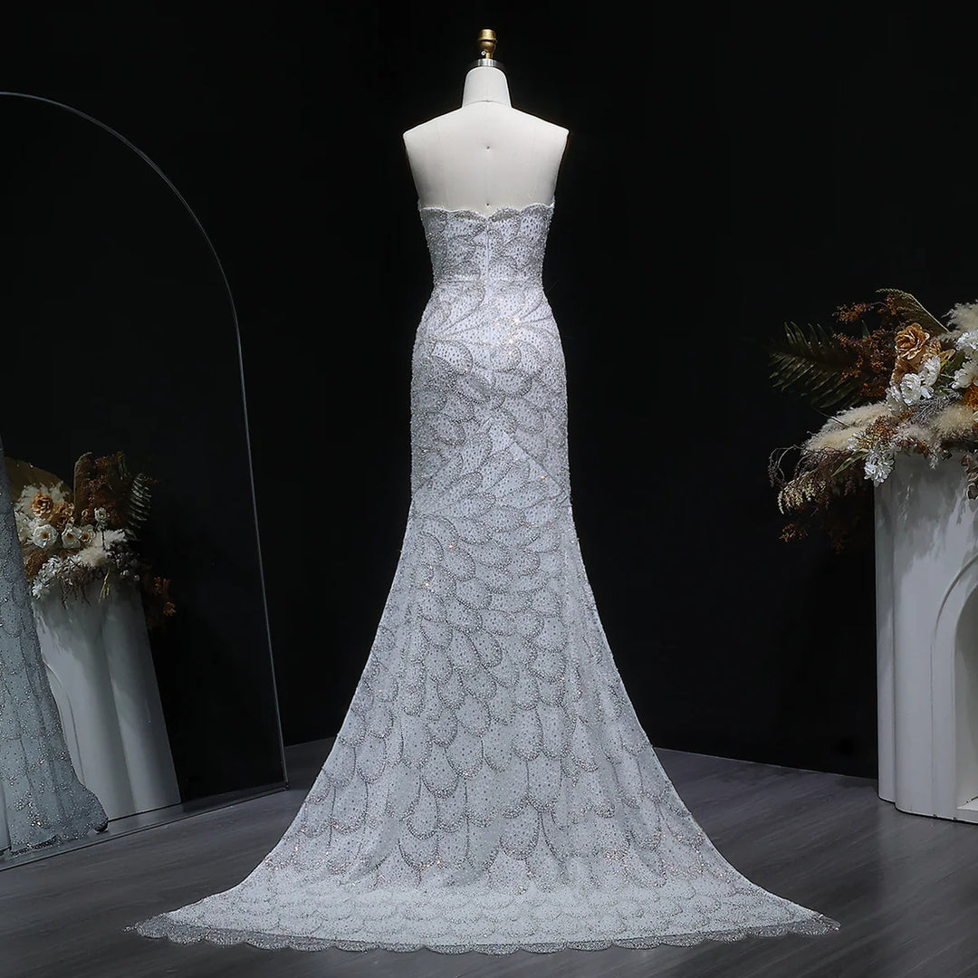 Elegant Emerald Green Strapless Evening Dress SS601