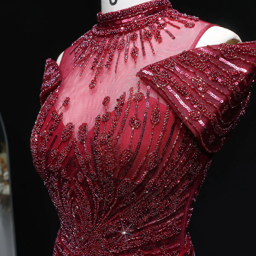 Luxury Beaded Off-Shoulder Formal Dress SS109