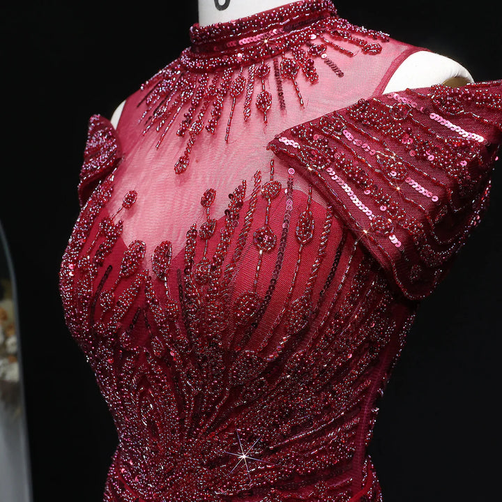 Luxury Beaded Off-Shoulder Formal Dress SS109