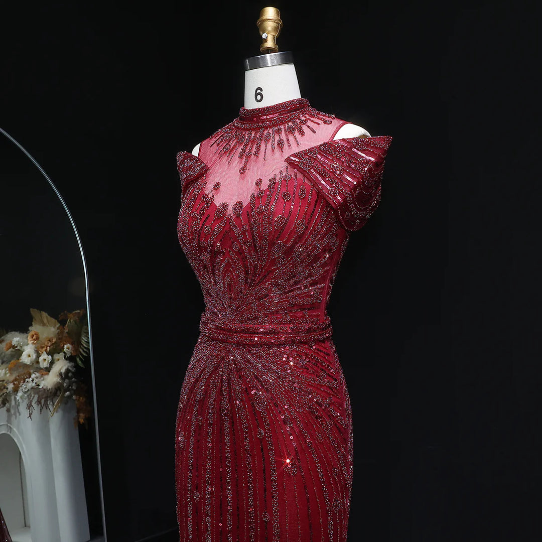 Luxury Beaded Off-Shoulder Formal Dress SS109