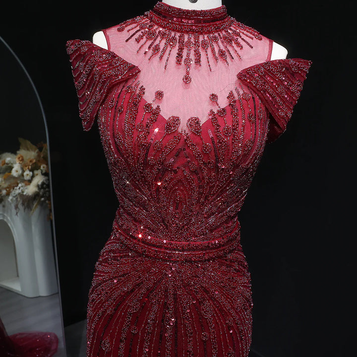 Luxury Beaded Off-Shoulder Formal Dress SS109