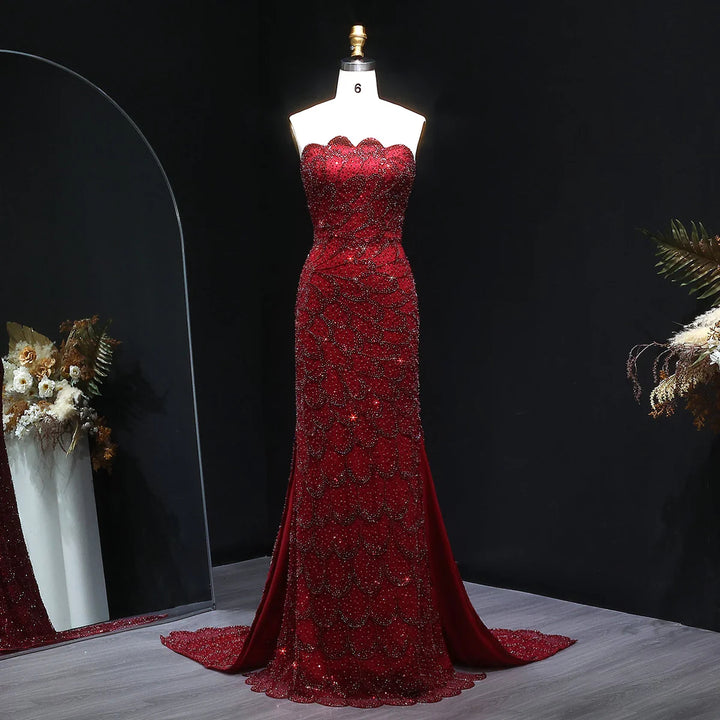 Elegant Emerald Green Strapless Evening Dress SS601