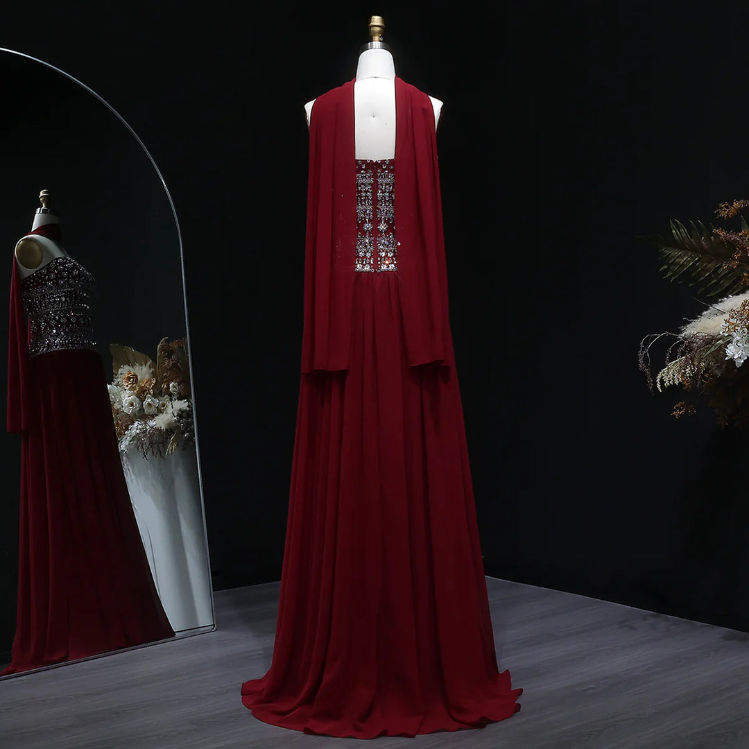 Strapless Lilac Beaded Bodice Evening Dress with Flowing Skirt SS539