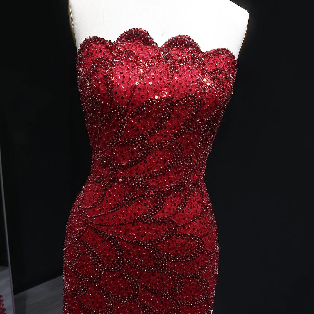 Elegant Emerald Green Strapless Evening Dress SS601