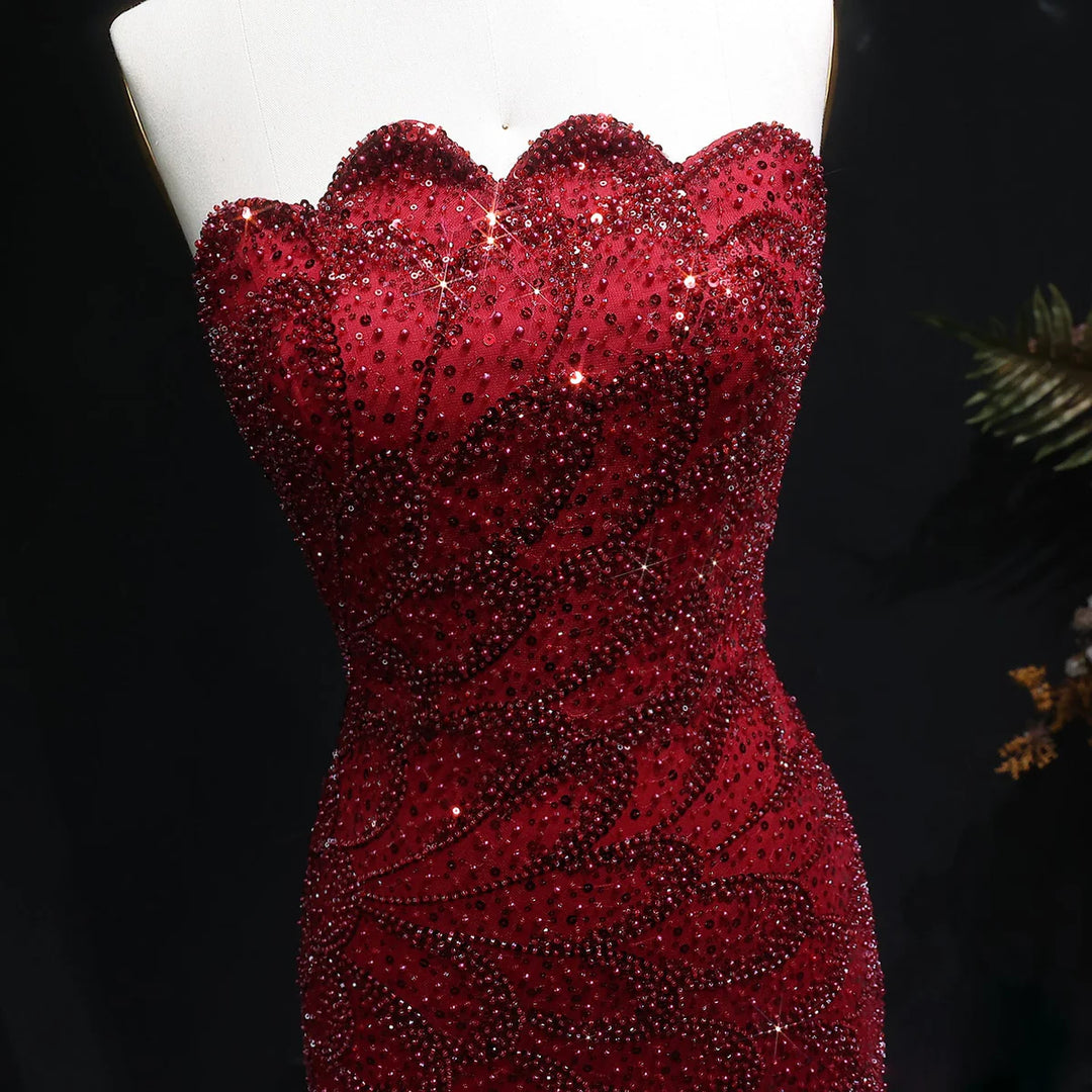 Elegant Emerald Green Strapless Evening Dress SS601