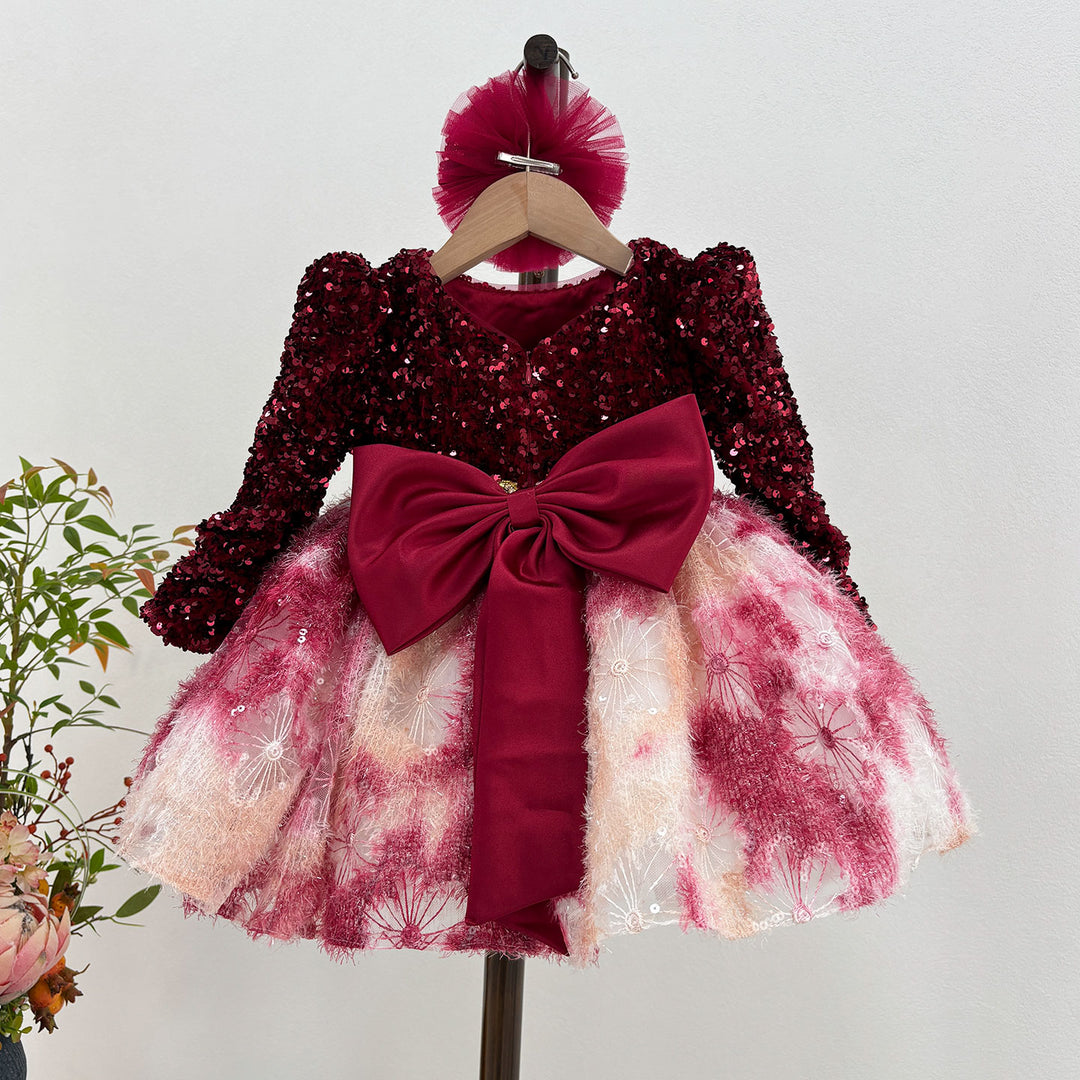 Burgundy Girl Dress for Kids Party Ball Gown J721