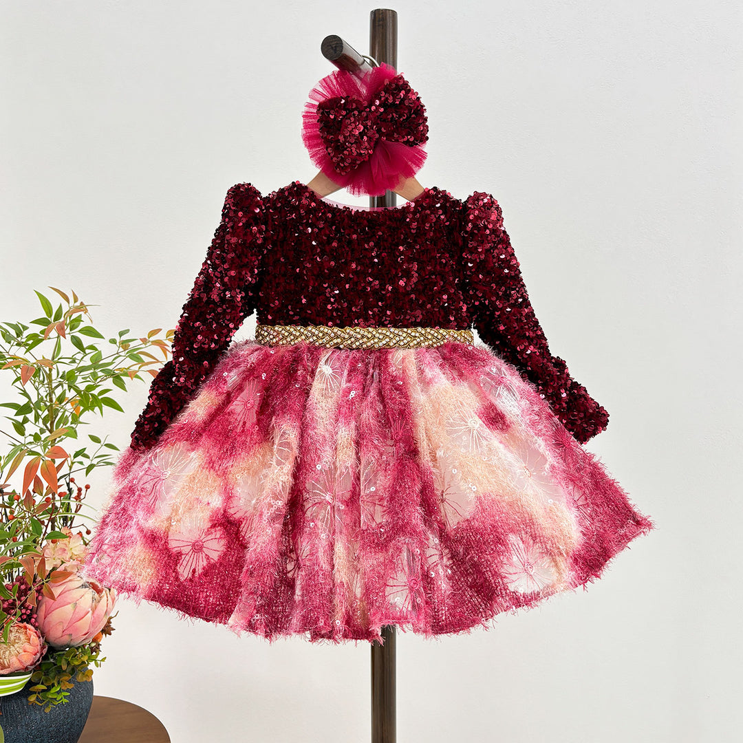 Burgundy Girl Dress for Kids Party Ball Gown J721