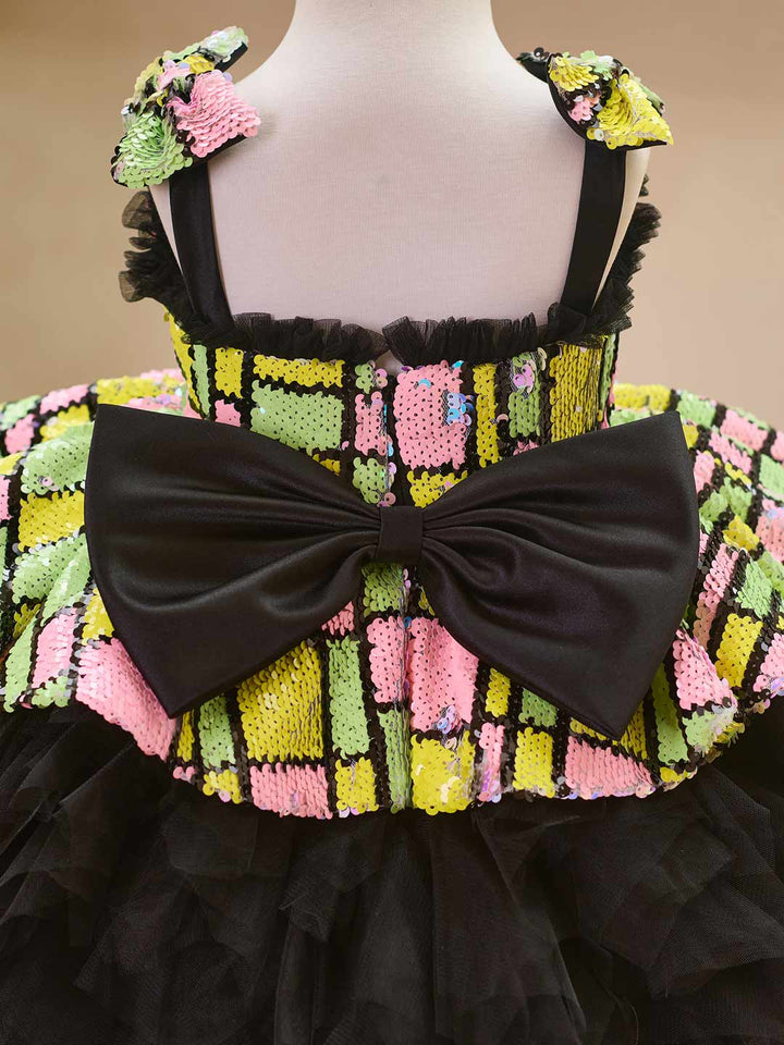 Colorful Sequin Bow Tulle Girls Birthday Dress J520