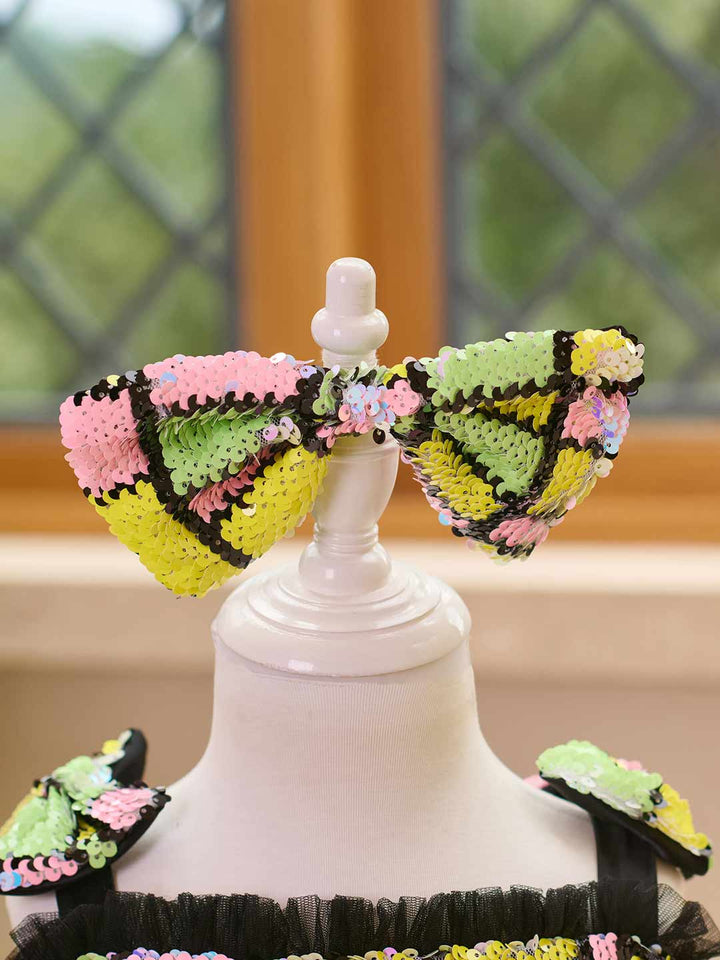 Colorful Sequin Bow Tulle Girls Birthday Dress J520