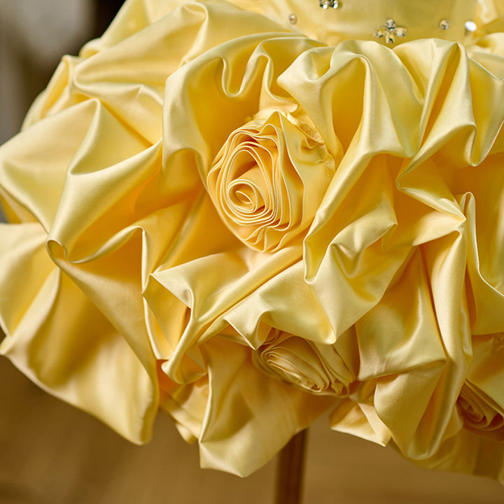 Satin Toddler Flower Girl Dress Princess Style 1st Birthday Party Gown D151