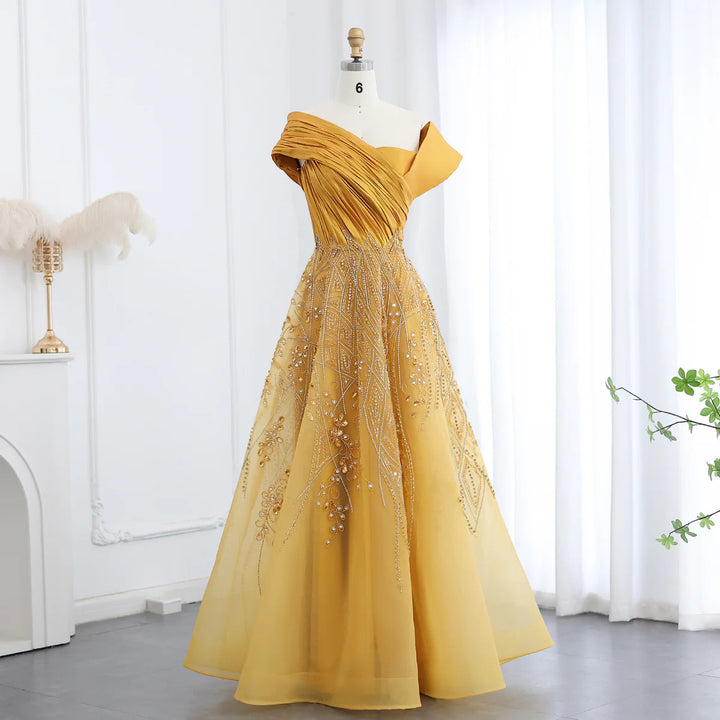 Glamorous Burgundy Off Shoulder Beaded Prom Dress SS582