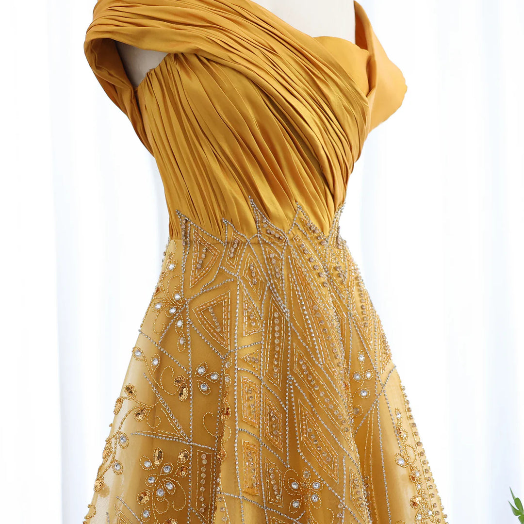 Glamorous Burgundy Off Shoulder Beaded Prom Dress SS582