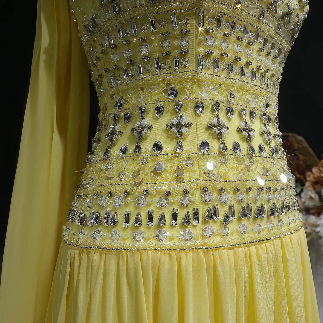 Strapless Lilac Beaded Bodice Evening Dress with Flowing Skirt SS539