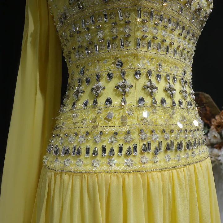 Strapless Lilac Beaded Bodice Evening Dress with Flowing Skirt SS539