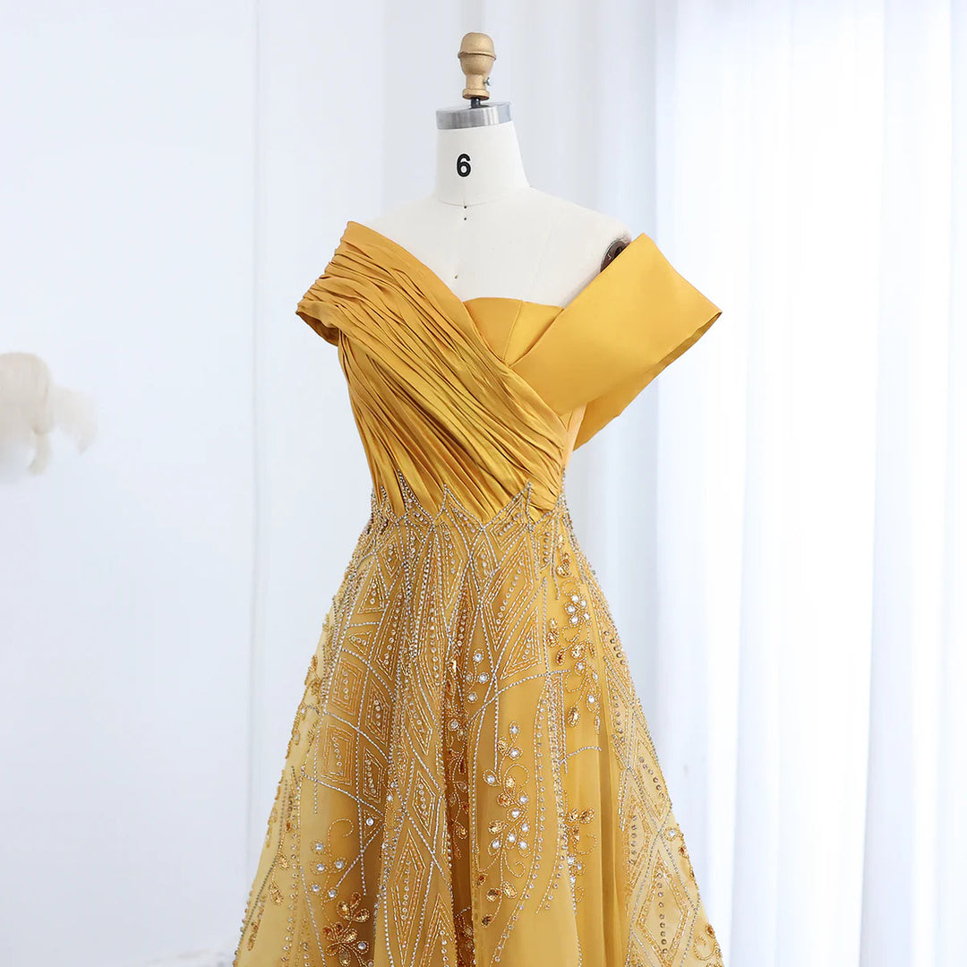 Glamorous Burgundy Off Shoulder Beaded Prom Dress SS582