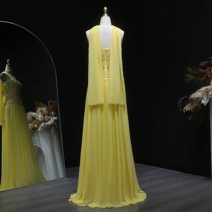 Strapless Lilac Beaded Bodice Evening Dress with Flowing Skirt SS539