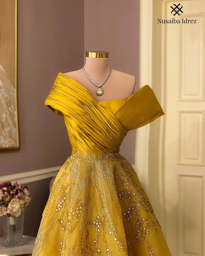 Glamorous Burgundy Off Shoulder Beaded Prom Dress SS582