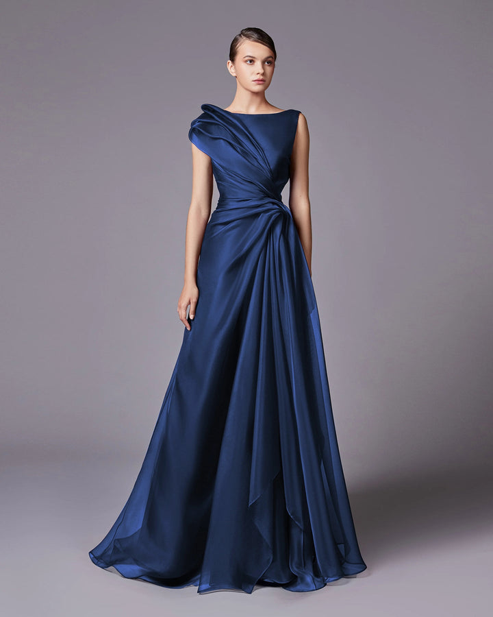 Elegant Blue A-Line Evening Dress SD083