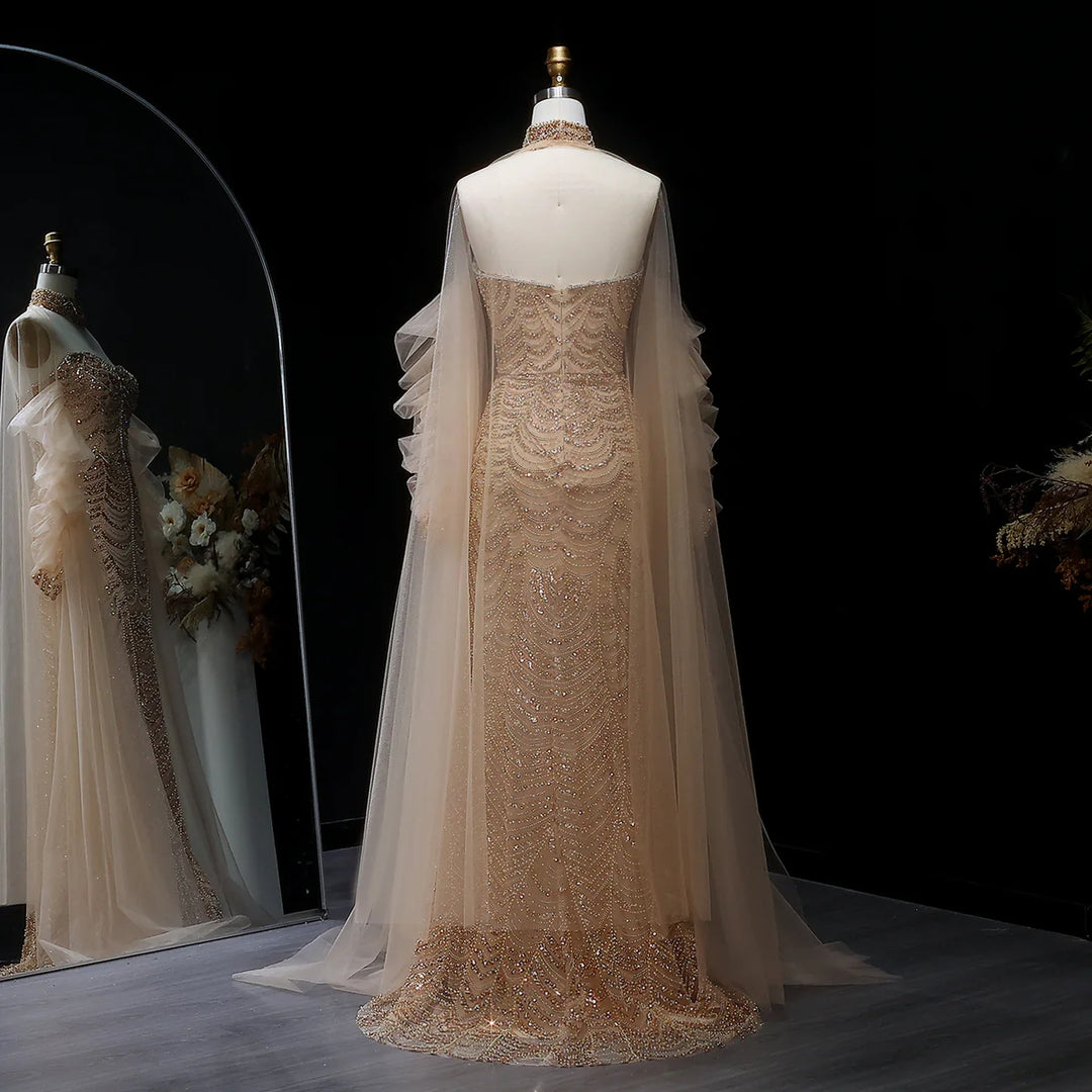 Beaded Tassel Arabic Evening Dress Wedding Gown SS535