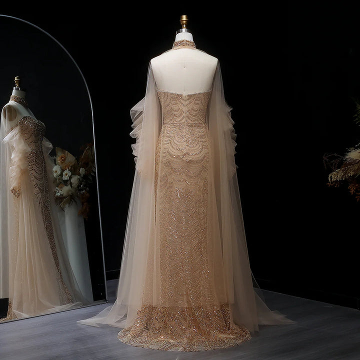 Beaded Tassel Arabic Evening Dress Wedding Gown SS535