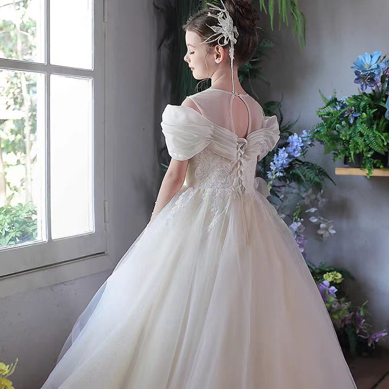 Elegant White Off Shoulder Princess Girl Dress for Birthday and Pageant J276 White / child-12 Elegant White Off Shoulder Princess Girl Dress for Birthday and Pageant J276 White / child-12