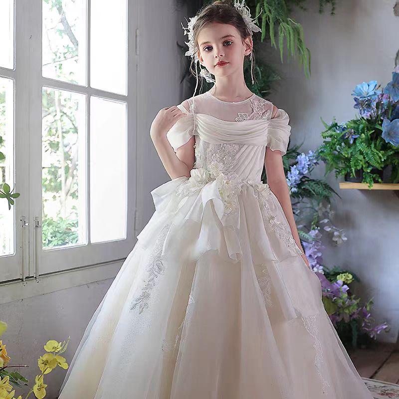 Elegant White Off Shoulder Princess Girl Dress for Birthday and Pageant J276 White / child-12 Elegant White Off Shoulder Princess Girl Dress for Birthday and Pageant J276 White / child-12