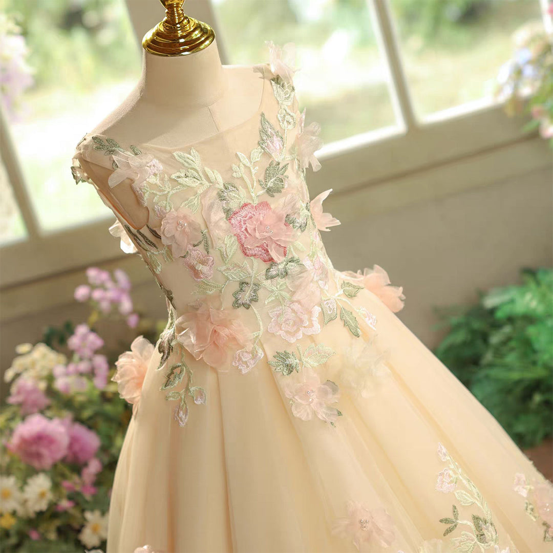 Luxury Princess Style Kids Flower Girl Gown for Birthday Party J601