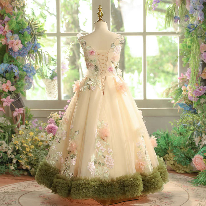 Luxury Princess Style Kids Flower Girl Gown for Birthday Party J601