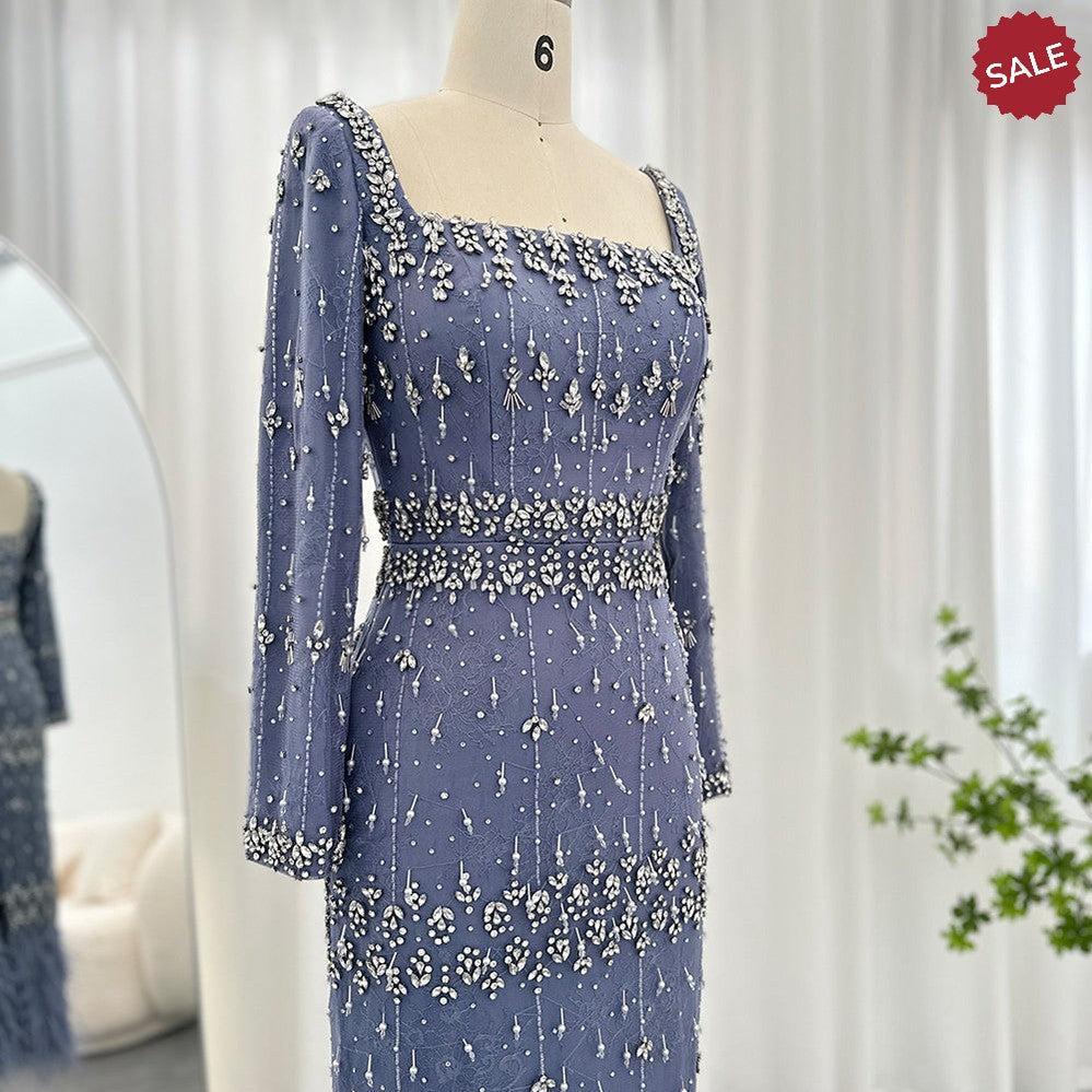 Bling Gray Mermaid Arabic Evening Dress with Cape SS279