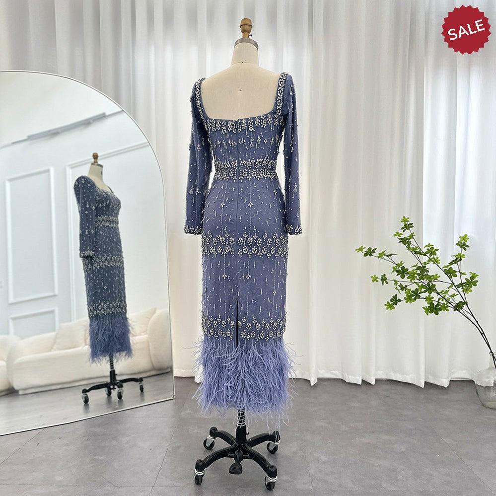 Bling Gray Mermaid Arabic Evening Dress with Cape SS279