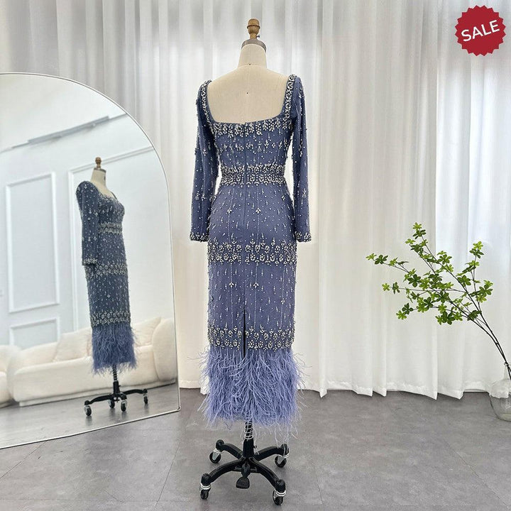 Bling Gray Mermaid Arabic Evening Dress with Cape SS279