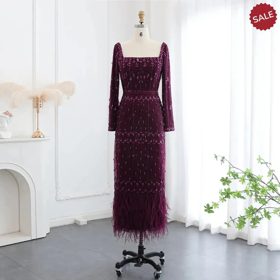 Bling Gray Mermaid Arabic Evening Dress with Cape SS279