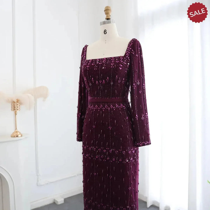 Bling Gray Mermaid Arabic Evening Dress with Cape SS279