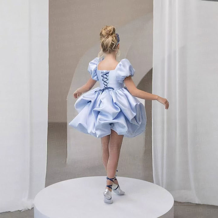 Flower Girl Dress with Satin Bows Matching Accessories D100