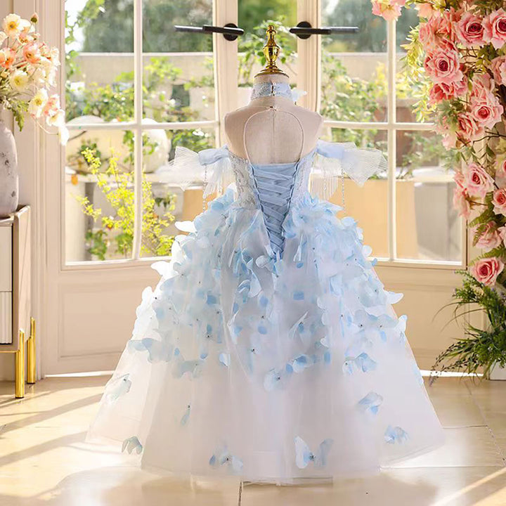 Princess Flower Girl Dress with 3D Flowers Floor Length D101