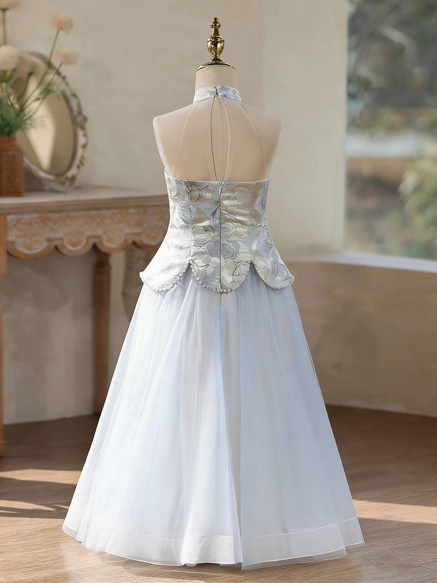 Luxury Blue Flower Girl Dress with 3D Floral Appliqu Princess Wedding Party Gown D331 Luxury Blue Flower Girl Dress with 3D Floral Appliqu Princess Wedding Party Gown D331