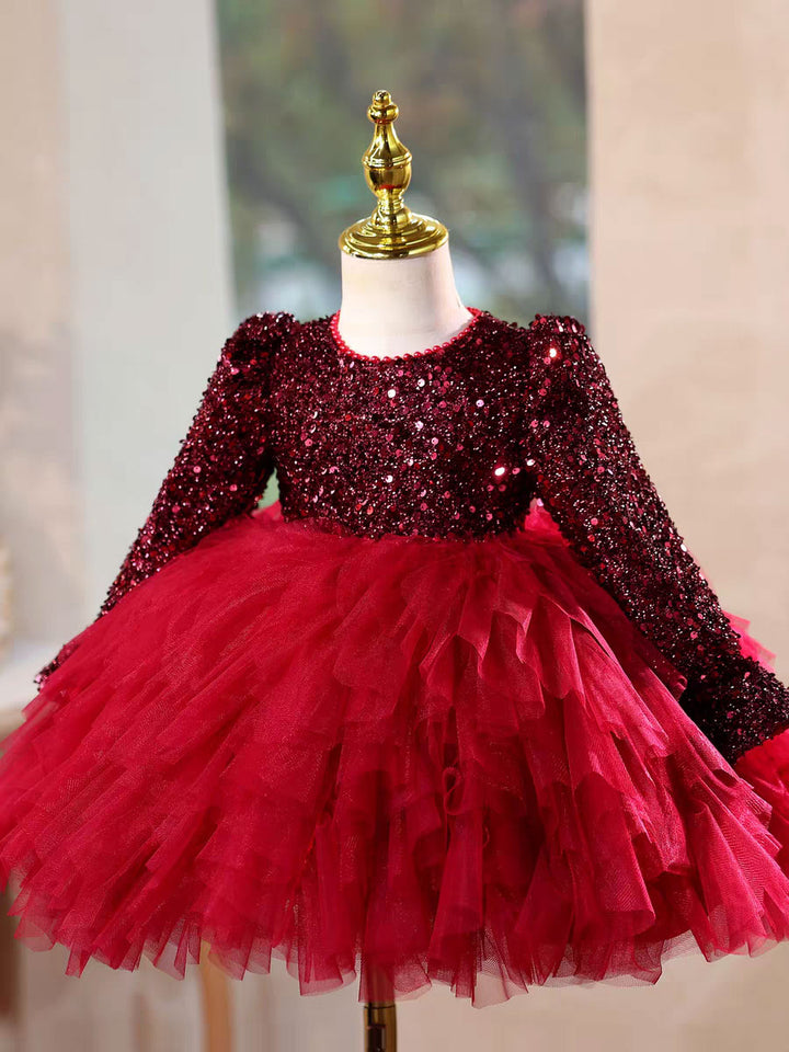 Festive Long Sleeve Princess Dress for Girls Christmas Birthday Party D204