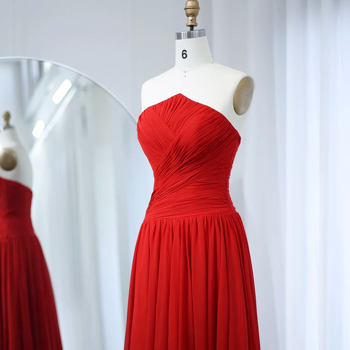 Burgundy Chiffon Long Arabic Evening Dress for Women SF141