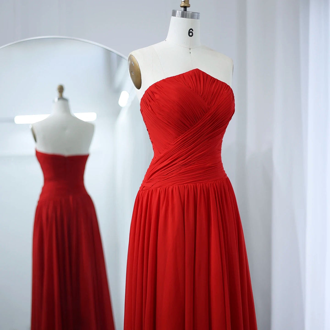 Burgundy Chiffon Long Arabic Evening Dress for Women SF141