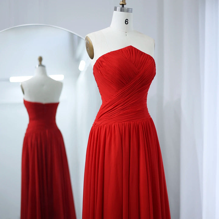 Burgundy Chiffon Long Arabic Evening Dress for Women SF141