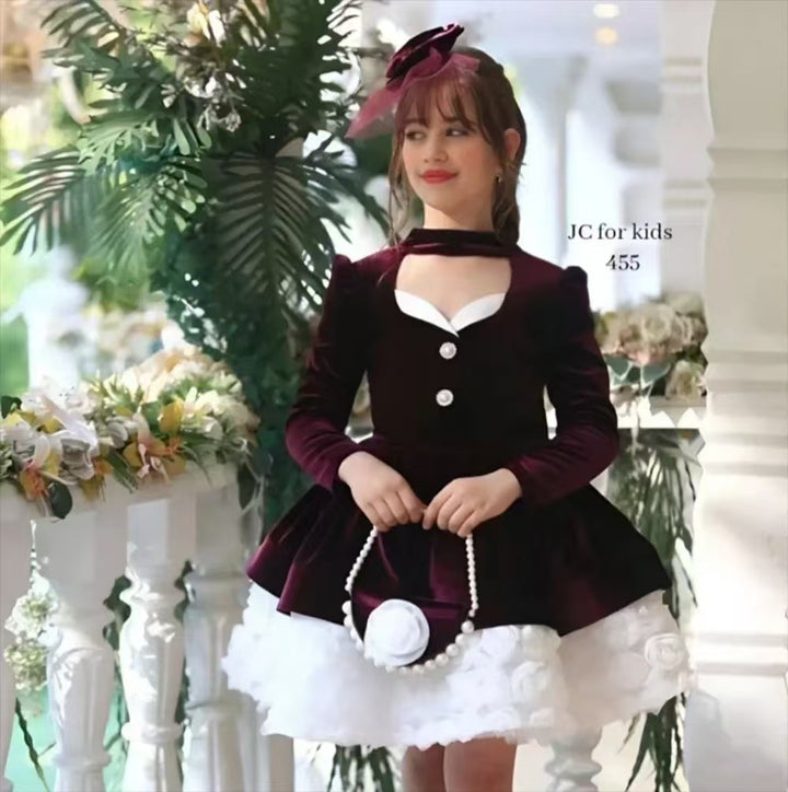 Elegant Knee Length Princess Flower Girl Pageant Birthday Dress J851