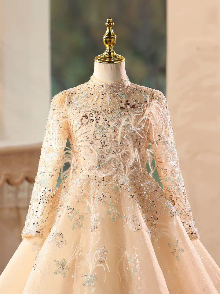Champagne Princess Dress with Beading for Birthday Party D199