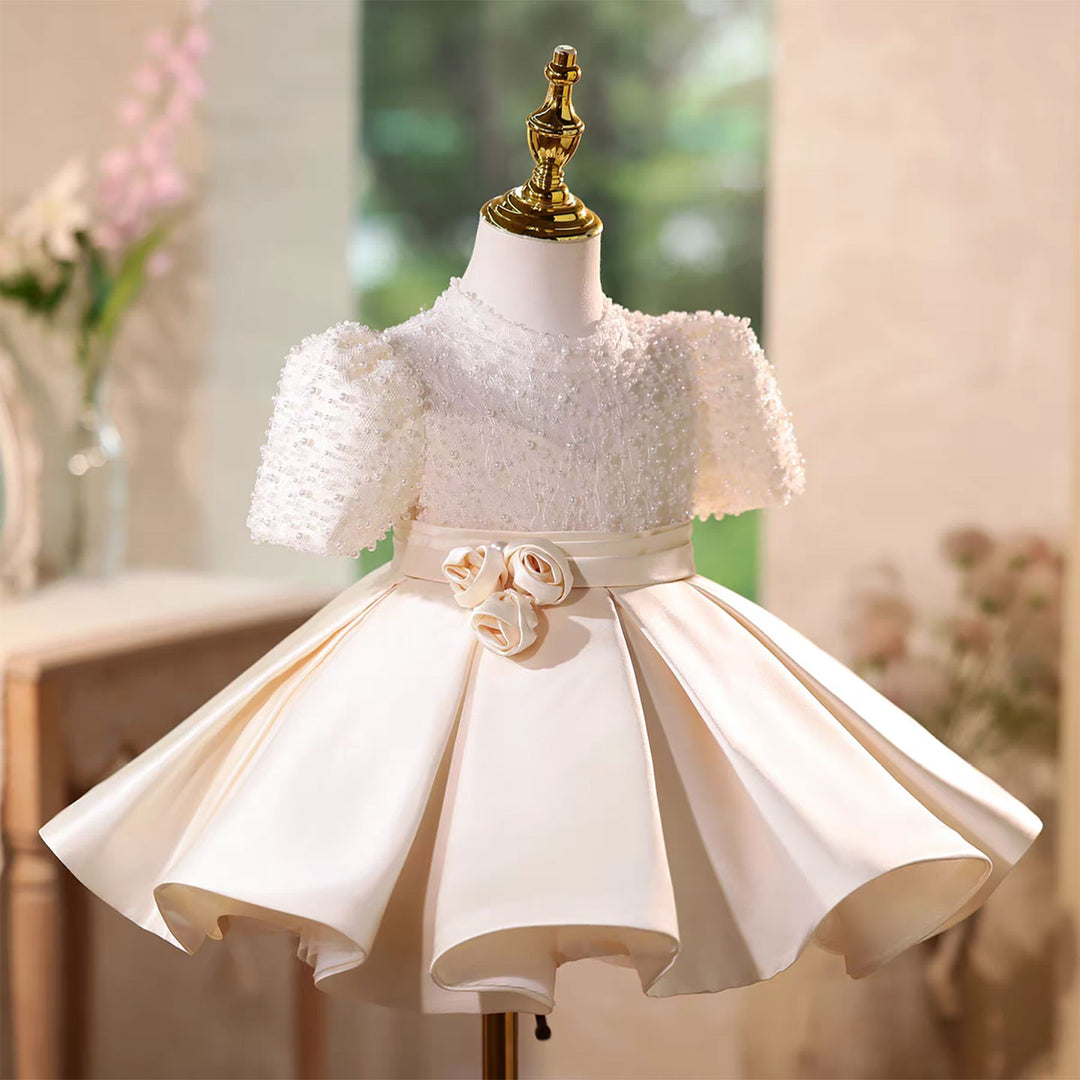 Elegant Toddler Party Gown With Fluffy Tulle Flower Girl Dress D135 Champagne / Child-6 Elegant Toddler Party Gown With Fluffy Tulle Flower Girl Dress D135 Champagne / Child-6