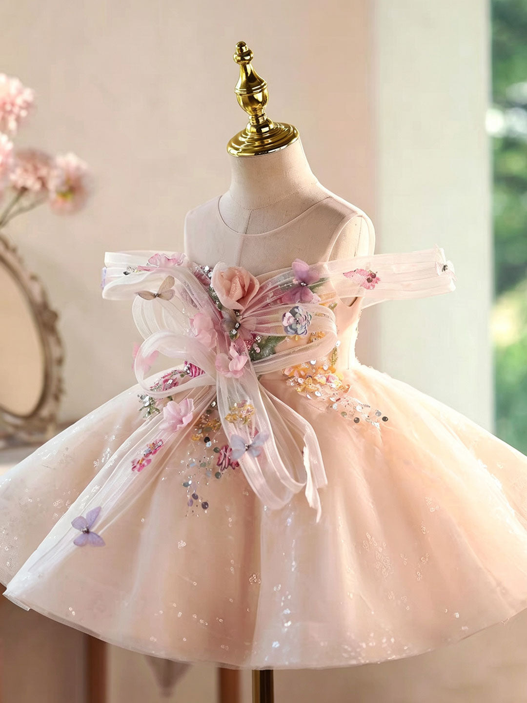 champagne toddler dress Toddler Girls Champagne Lace Flower Girl Dress with Gem Belt 2T