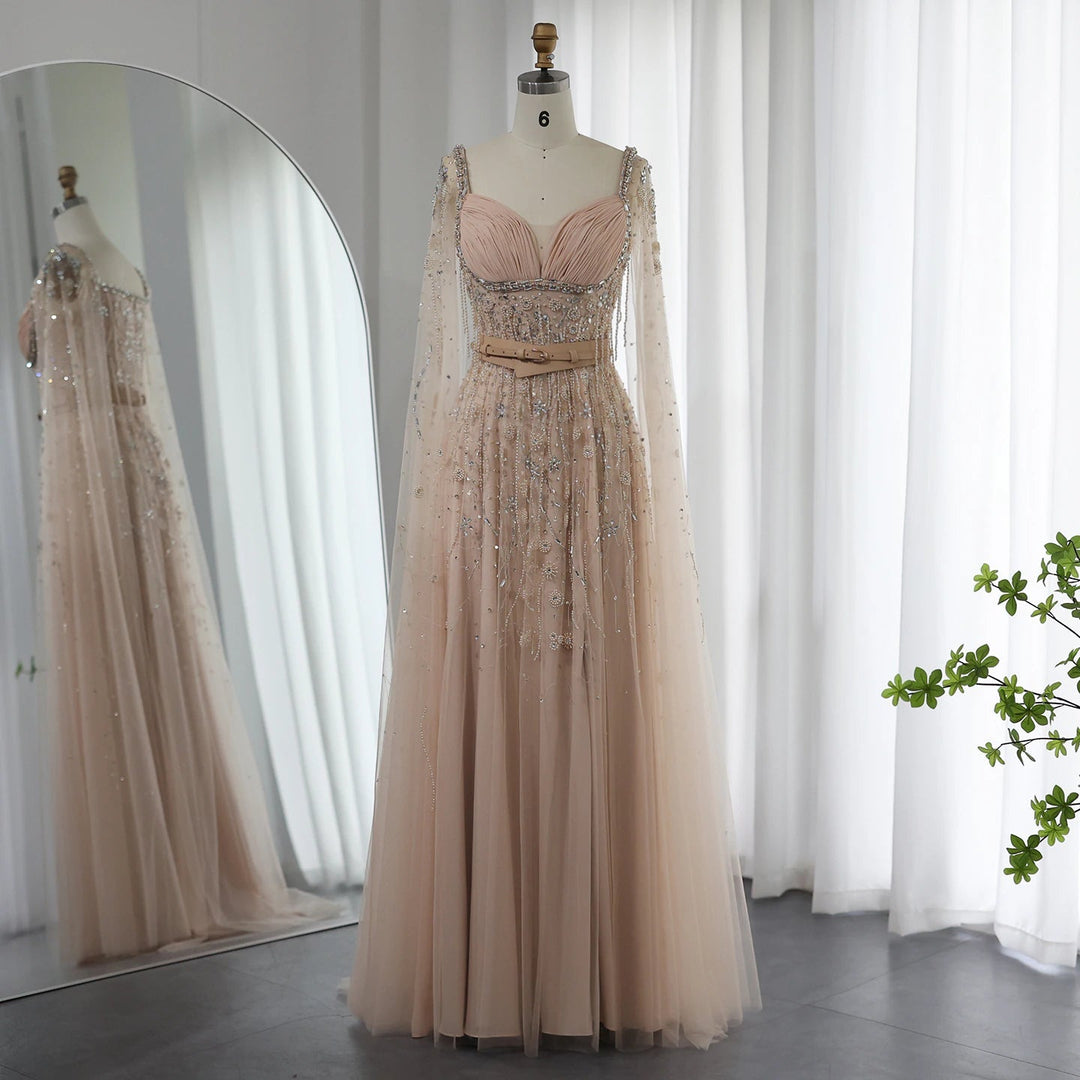 Elegant Gold Mermaid Arabic Luxury Evening Dress  DreamyVow