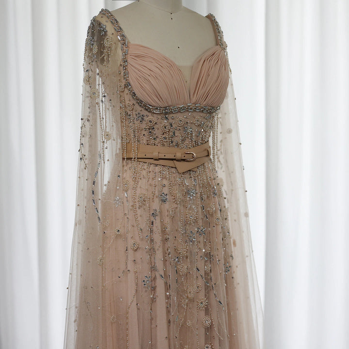 Champagne Dubai Evening Dresses Luxury Women Wedding Party Gown SS376