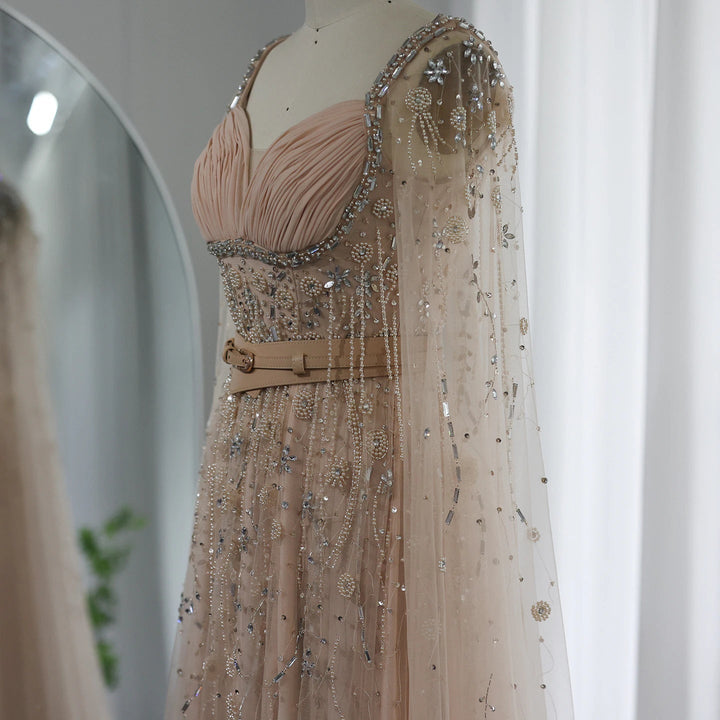 Champagne Dubai Evening Dresses Luxury Women Wedding Party Gown SS376